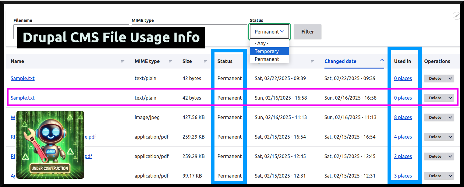 Drupal CMS File Usage