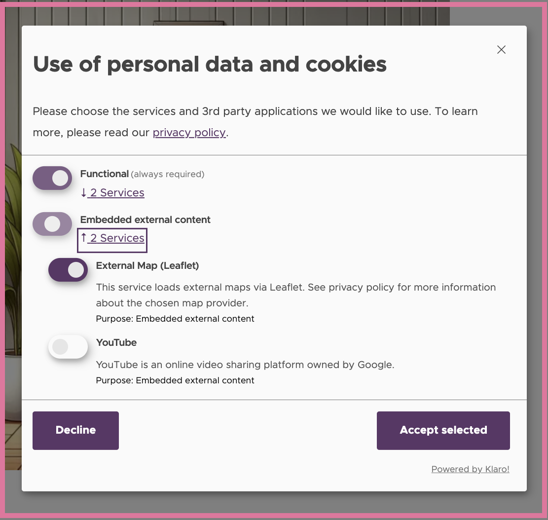 Use of personal data and cookies