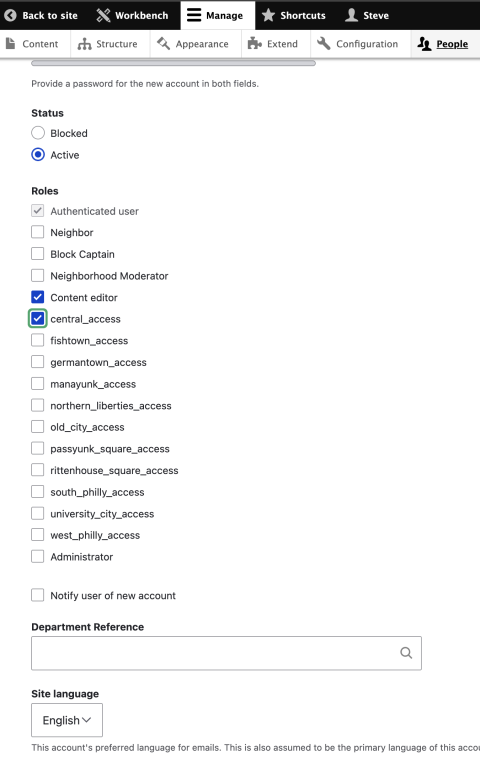 Role Access Layout